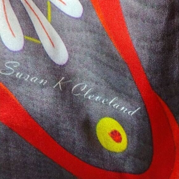 Susan K. Cleveland Quilt Satin Silk Scarf 35”x 35” - Picture 2 of 3